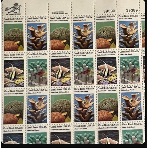 US Stamps SC# 1827-30 Coral Reefs Sheet of 50 MNH 15c 1980 UNHINGED - Picture 1 of 2